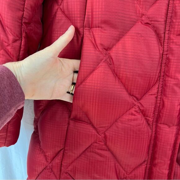 Eddie Bauer 650 Down Parka Sz L Red Long Puffer Jacket Hooded - Picture 7 of 16